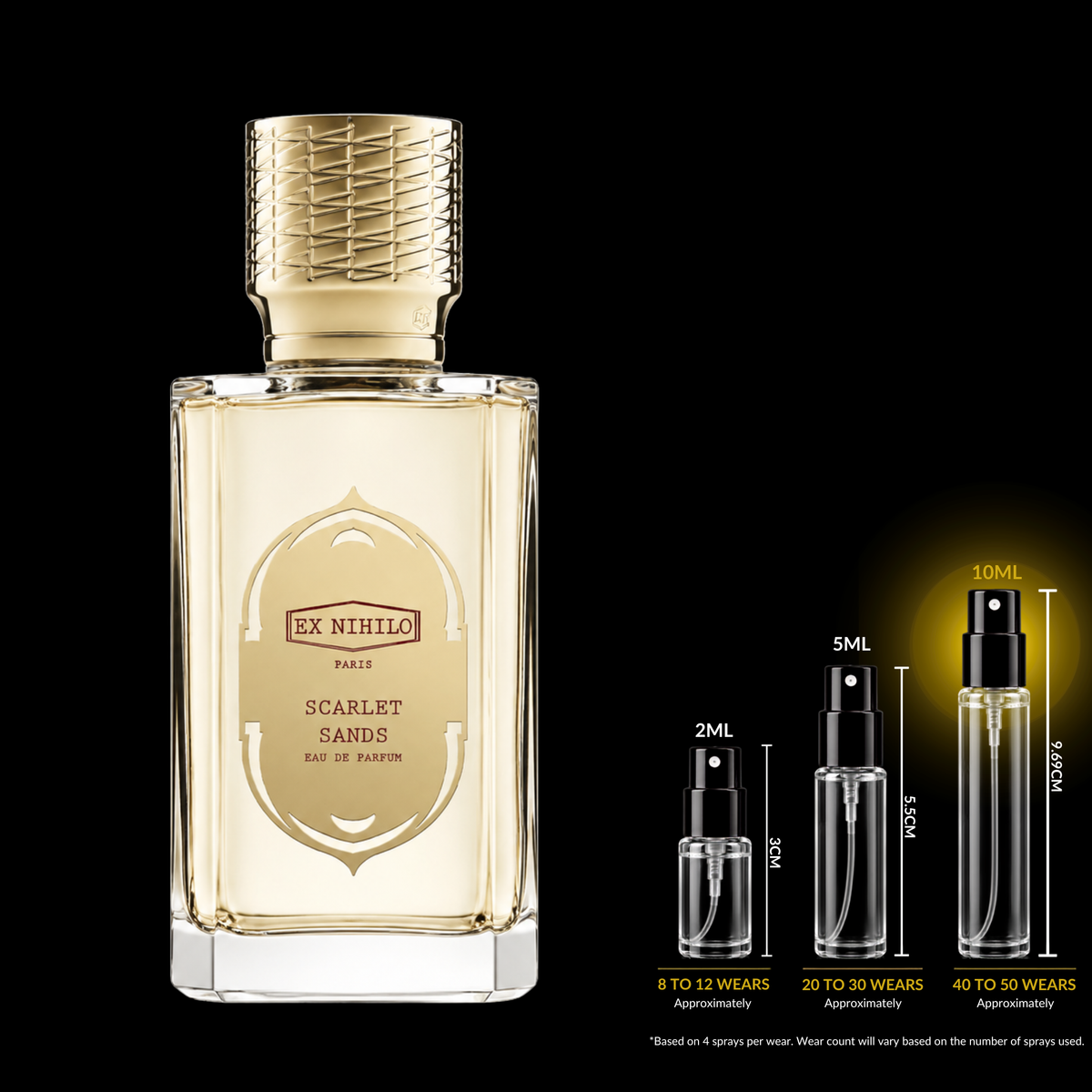 Ex Nihilo Scarlet Sands perfume bottle and Rare Reserve Group 10ML decant sample