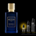 Ex Nihilo Vendomania Extrait source bottle shown with Rare Reserve Group 2ml fragrance decant atomizer. Original retail bottle not included.