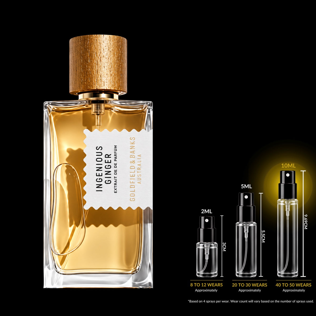 Goldfield & Banks Ingenious Ginger Eau de Parfum bottle with Rare Reserve Group 10ML decant size highlighted