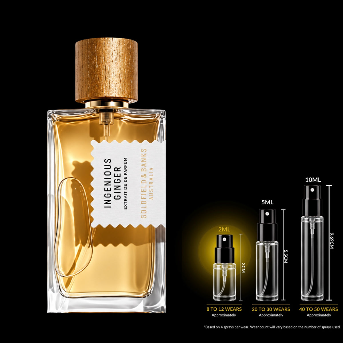 Goldfield & Banks Ingenious Ginger Eau de Parfum bottle with Rare Reserve Group 2ML decant size highlighted