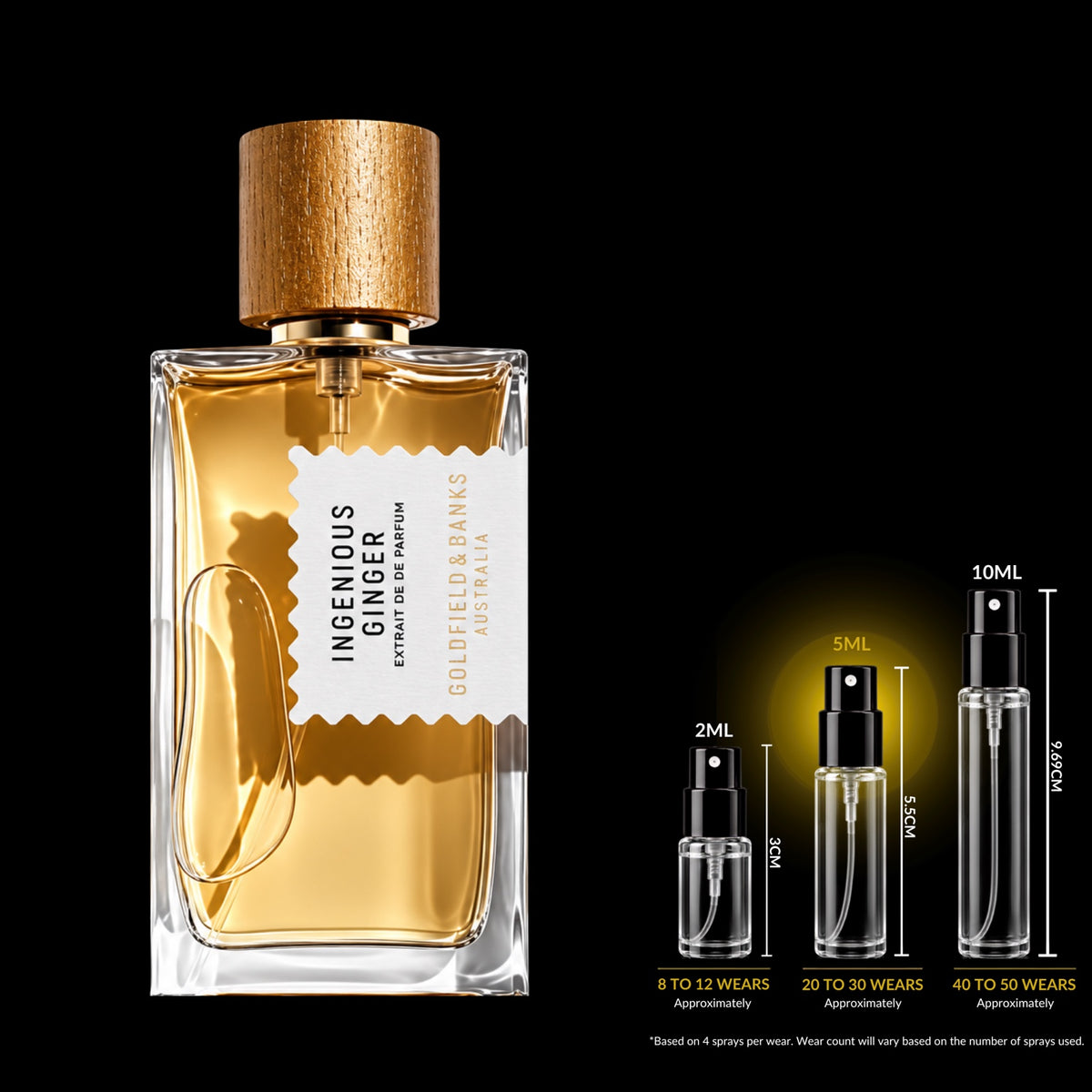 Goldfield & Banks Ingenious Ginger Eau de Parfum bottle with Rare Reserve Group 5ML decant size highlighted