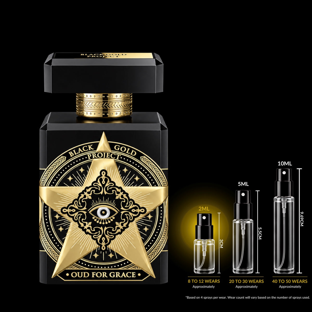 Initio Oud for Grace Eau de Parfum source bottle with the 2ML fragrance decant size highlighted