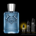 Parfums de Marly Sedley source bottle shown with Rare Reserve Group 2ml fragrance decant atomizer. Original retail bottle not included.