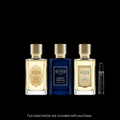 The Rare Ex Nihilo Collection featuring Scarlet Sands, Sun Emperors, and Brompton Immortals Extrait fragrance decants from Rare Reserve Group. Original retail bottles are not included.