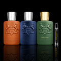 PDM Signature Collection featuring Layton, Althaïr and Haltane source bottles beside a Rare Reserve Group decant atomizer. Full retail bottles not included.