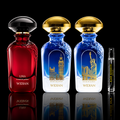 Widian Discovery Collection featuring London, New York and Liwa source bottles beside a Rare Reserve Group decant atomizer. Full retail bottles not included.